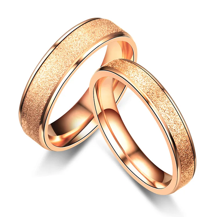 

AsJerlya 2021 Simple Stainless Steel Matte Couple Rings For Women Trendy Tail Ring Rose Gold/Silver Wedding Band Jewelry Gift