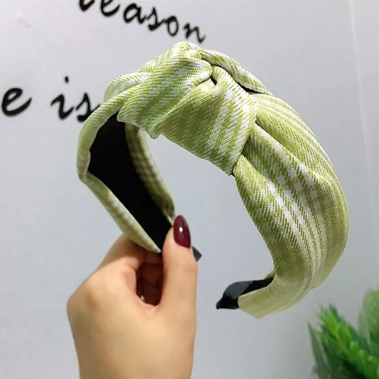 Плед повязки с узлом для Для женщин широкая сторона повязка на голову Головные