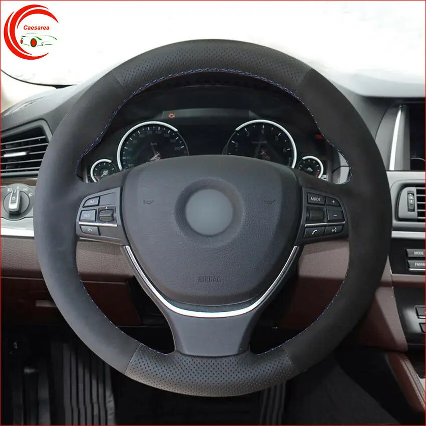 

Hand-Stitch Black Leather Car Steering Wheel Cover For BMW F10 F11 F07 F13 F01