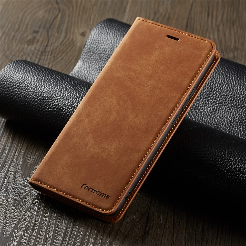 Brown Кожаный чехол для samsung Galaxy A10 A20e A80 A70 A60 A40 A50 A30 Магнитный кожаный чехол-портмоне с подставкой изображением стилизованный под держатель для карт Роскошные обложка книги - Цвет: Brown