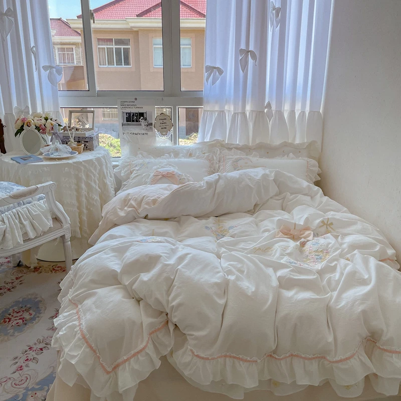 Хлопковое покрывало с вышивкой молочным ароматом для девушек 1 5/1 8 м | Дом и сад