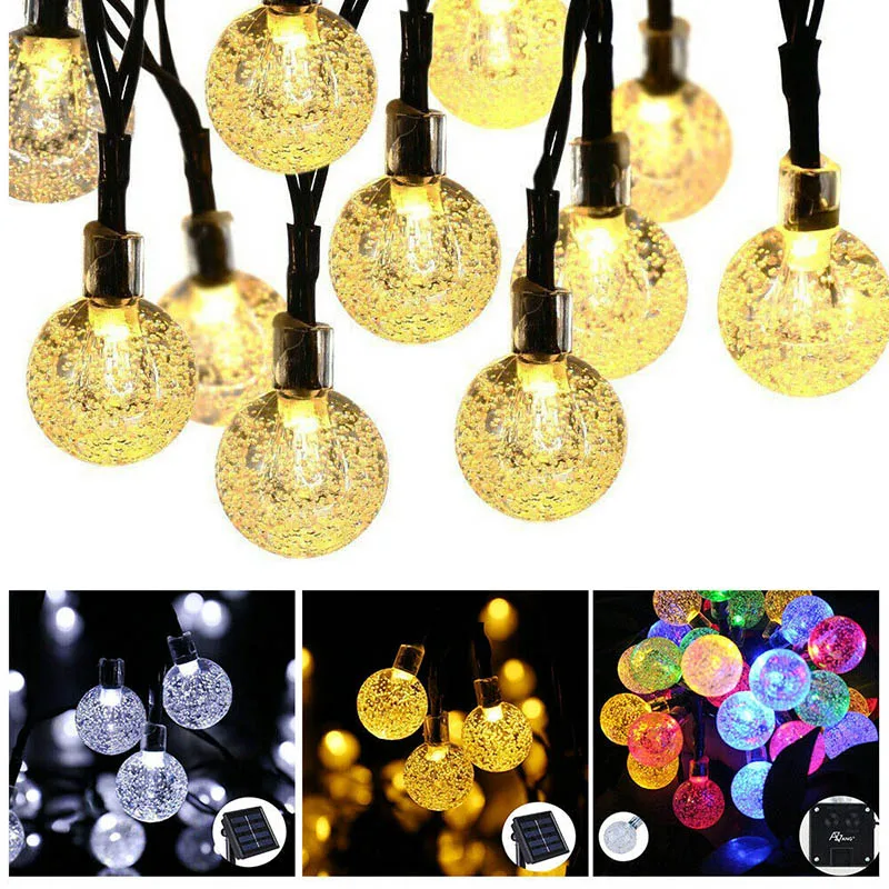 8 режимов 30 светодиодов на солнечных батареях (вечерние светодиодная гирлянда