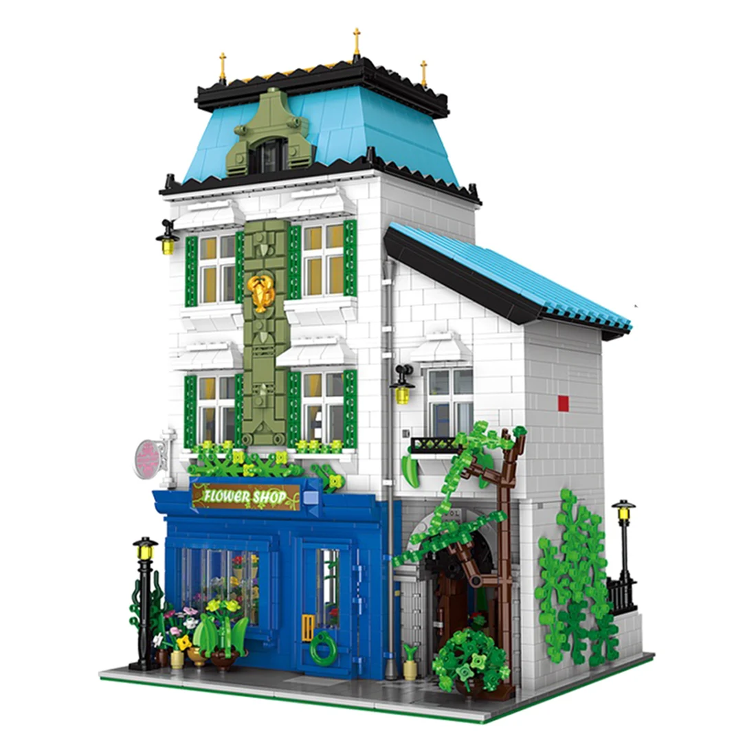 

3225Pcs 3331Pcs 4215Pcs 3623Pcs European Street View Hotel Restaurant Flower Shop Toy Store Bricks Model MOC Building Blocks Toy