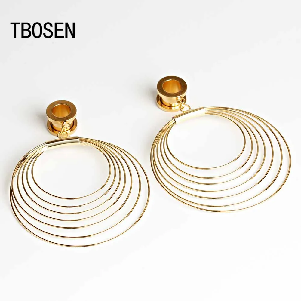 

Stainless Steel Ear Piercing Dangle Screw Plugs Tunnels Steel Fashion Earring Gauges Expander Body Jewelry Gift For Women