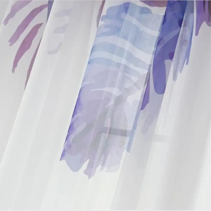 Шторы из шифоновой ткани однотонные занавески фиолетовой в гостиную белый тюль