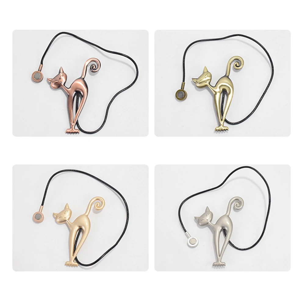 

2pcs Cute Cartoon Cat Shape Curtain Tieback European Decorative Curtain Buckle Free Punch Hook Magnet Straps Curtain Accessories