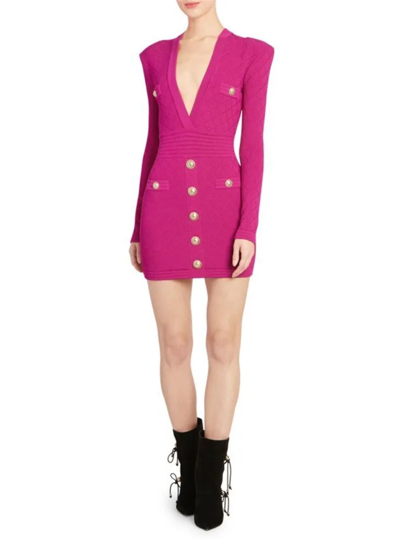 Женское жаккардовое платье облегающее из вискозы с длинным рукавом и V-образным