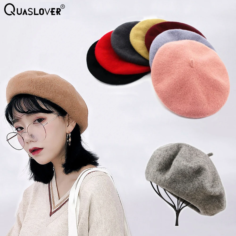 Женская шапка берет однотонная повседневная винтажная простая для девушек