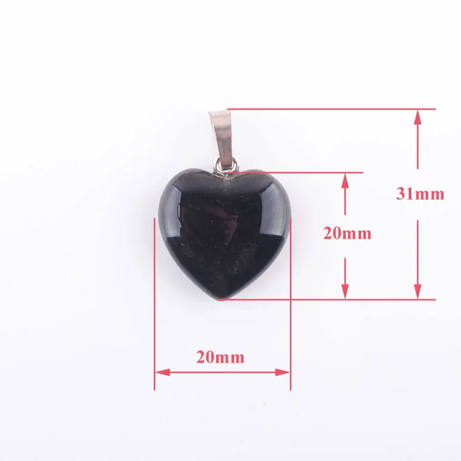 

WOJIAER Natural Black Agate Gem Stone Bead Heart Silver Plated Reiki Chakra Pendant PN3439