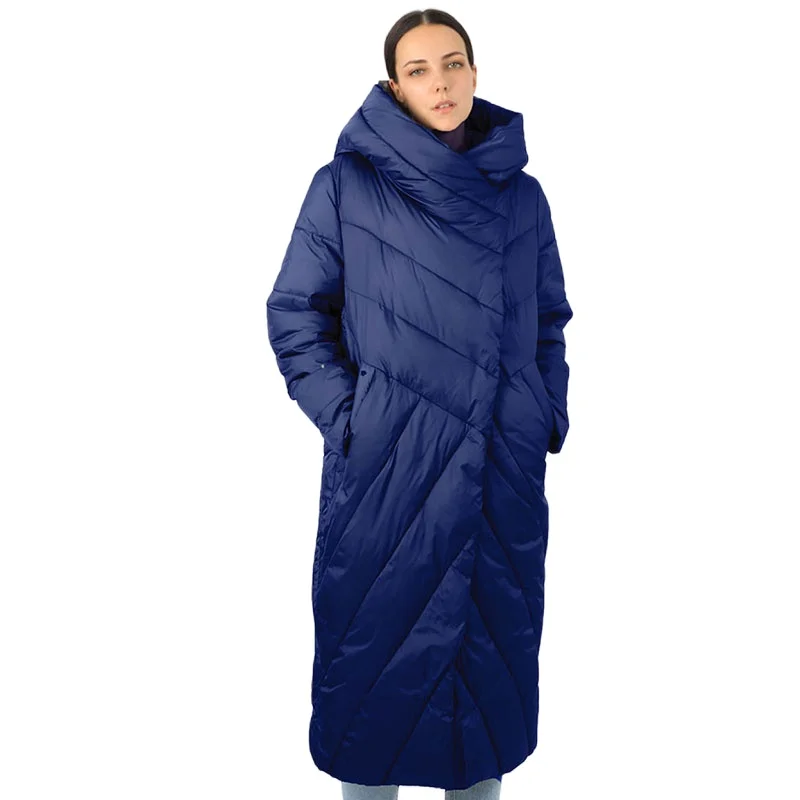 

Women's Long Down Jacket Goose Parka Outwear Hood Quilted Coat Female High Street Cotton Quality Clothes Canada Waterproof19-091