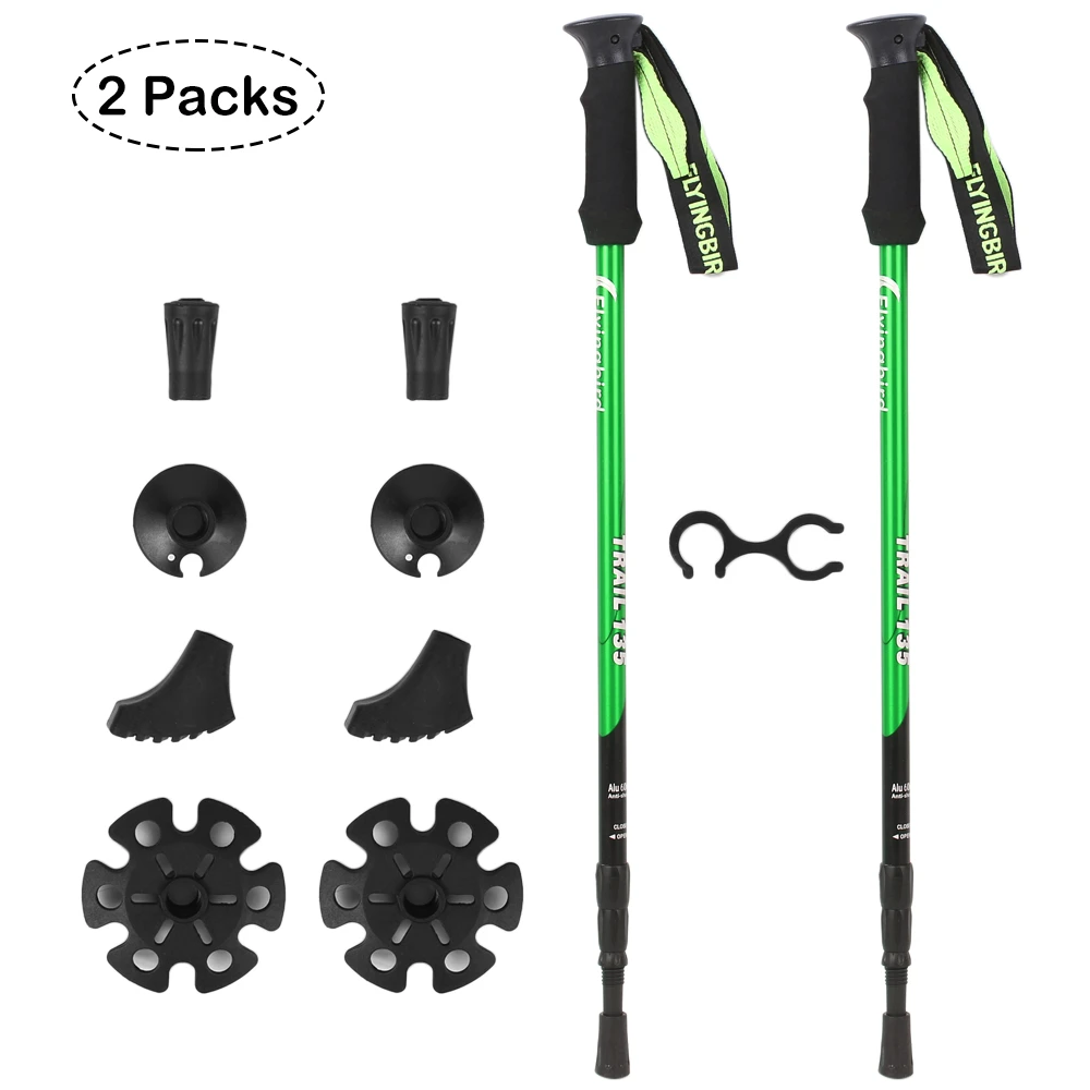 

2 Pack Adjustable Trekking Poles Telescopic Aluminum Hiking Pole Walking Sticks Tungsten Tips Absorbent Grips walking devices