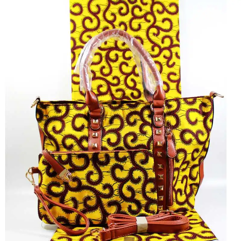 

New African bags for women handbag high quality wax bag set match Ankara african wax print fabric for women dresses 6 yard/lot