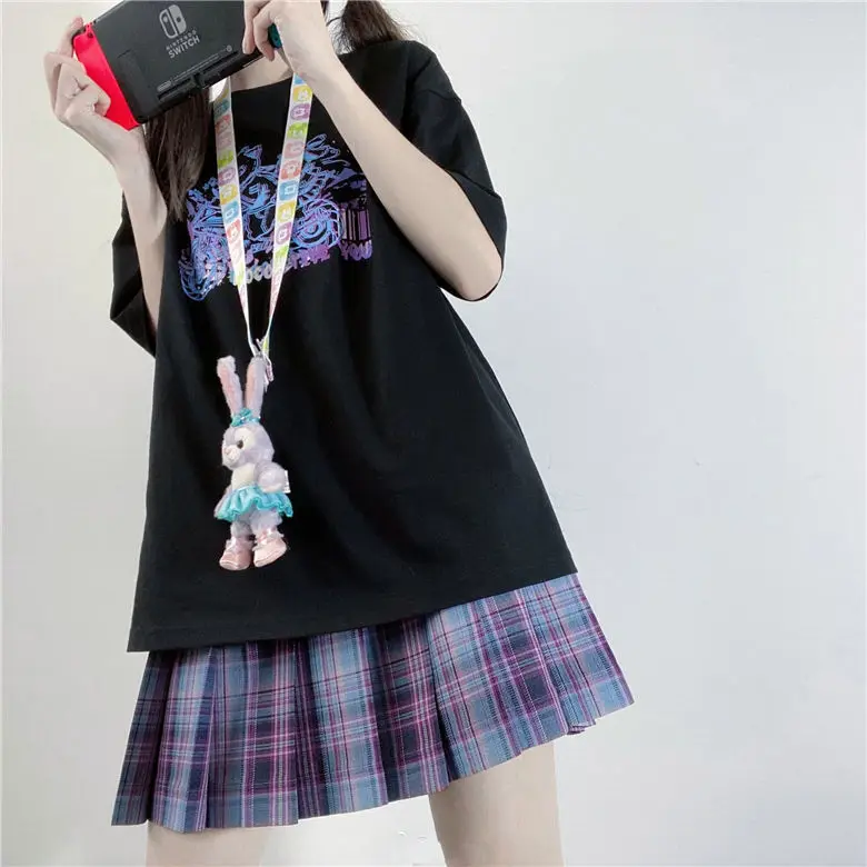 

Women Top Are You Afraid of The Dark Japanese Casual Tshirt Harajuku Dark Anime Print Fashion Loose Summer cotton Women T-Shirt