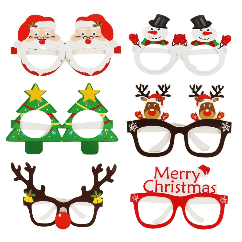 

2020 Santa Claus Xmas Tree Elk Glasses Frame Merry Christmas Glasses Photo Prop Christmas Decorations New Year Navidad Kids Gift