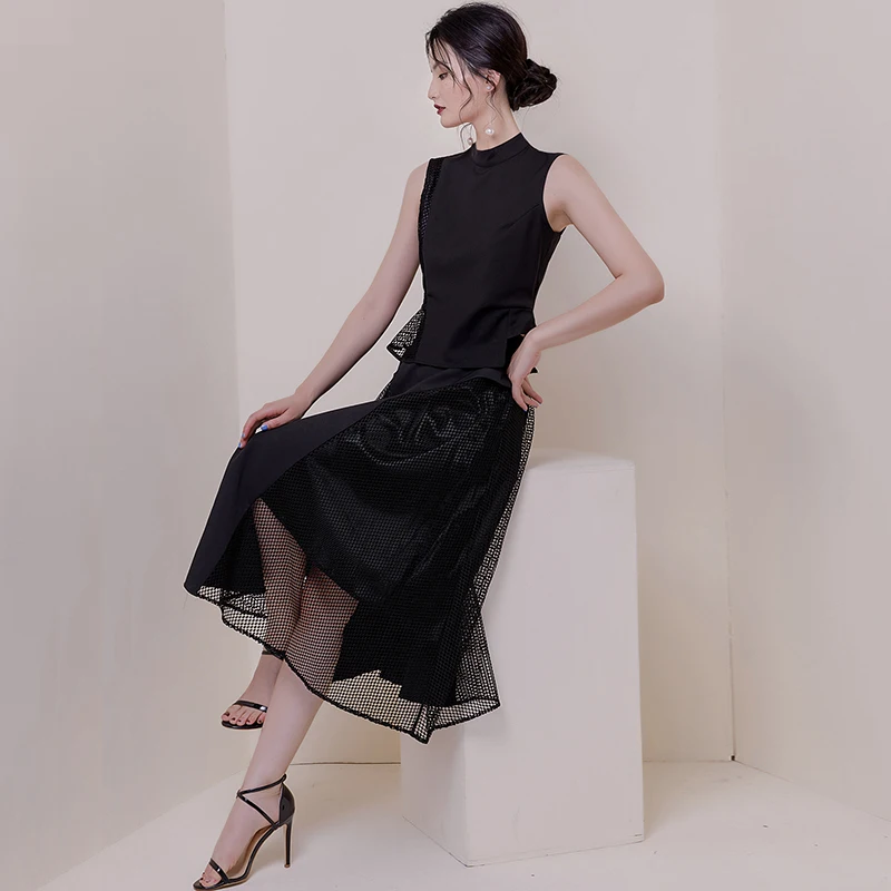 HAMALIEL модный дизайнерский лоскутный женский топ без рукавов комплект из 2