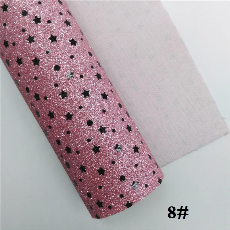 8 Glitterwishcome 21X29 см A4 Размер звезды блеск с принтом ткани, блестящие кожаные листы, кожа ткань винил для бантов, GM485A - Цвет: 8