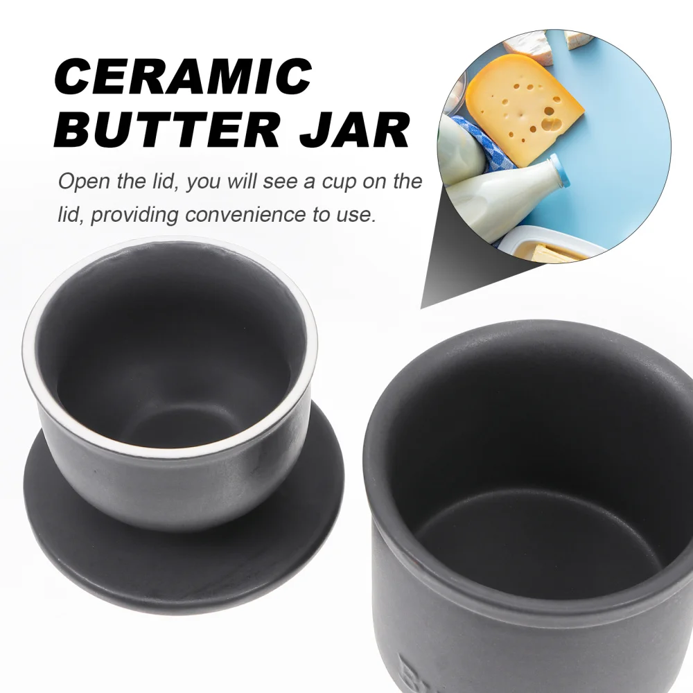 

1pc Household Kitchen Ceramic Storage Jar Cheese Container Butter Storage Jar