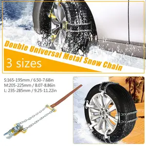 Professional Double Metal Snow Chain Anti-skid Chain Wear-resistant Steel Car Snow Chains For IceSnowMud Road Safe For Driving