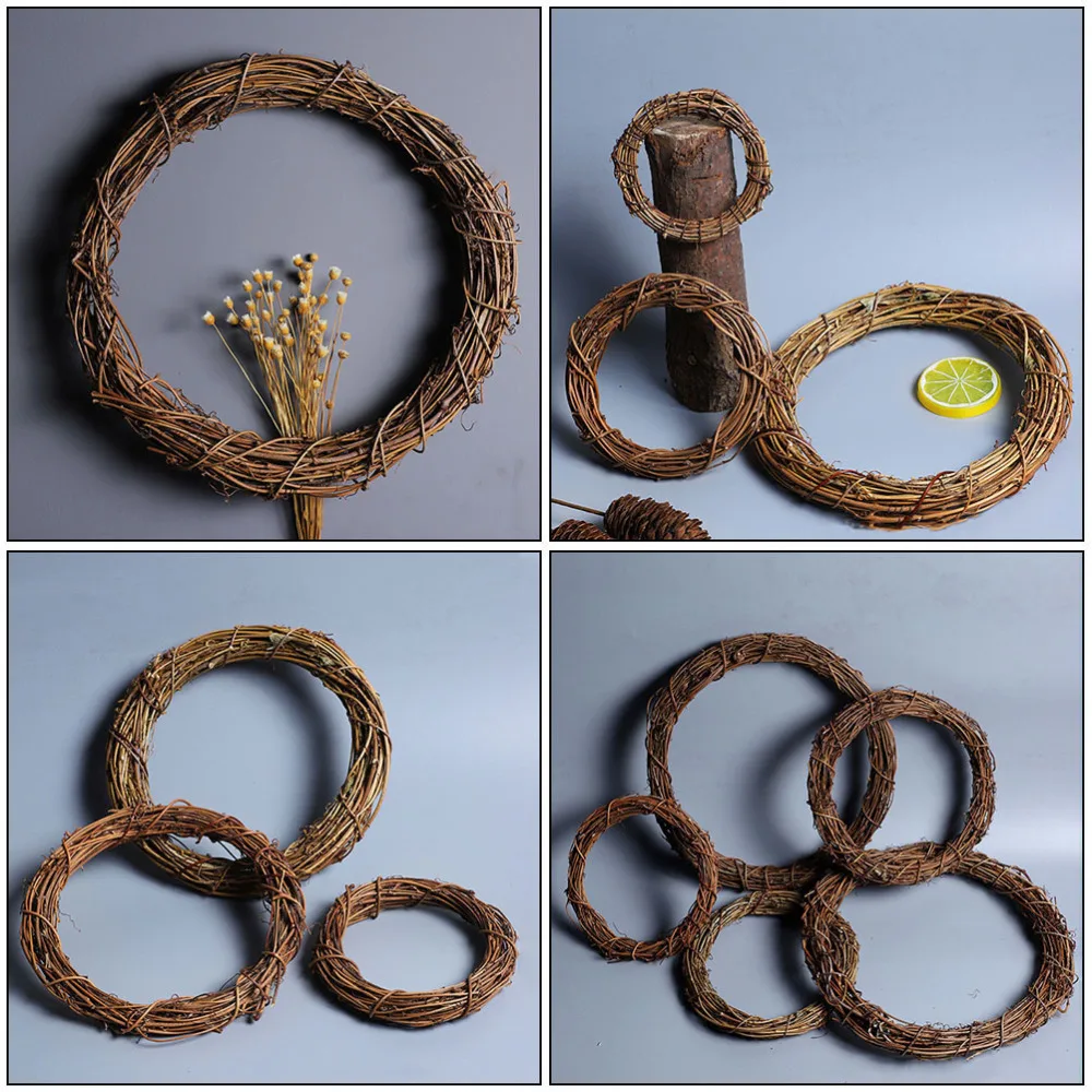

4Pcs Hanging Wreath Hoops Wreath Rattan DIY Crafts Circles Party Props (Coffee)