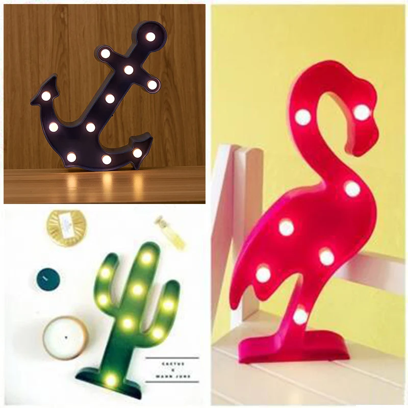 Светильник s кактус Лодка Якорь светильник Фламинго вверх детский Ночной лампа