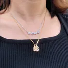 Роскошное ожерелье Два в одном с кулоном в виде сердца, четырехлистного клевера, ювелирные изделия, циркониевая подвеска на удачу с травой, ожерелья, модный подарок для женщин и девушек