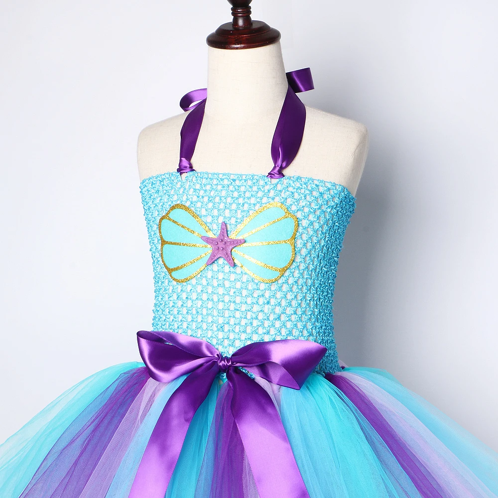 Toddler Little Mermaid Dress Girl Kids Halloween Costume Girls Princess Tutu Dresses for Birthday Party Gift 1-12 Years Old | Детская
