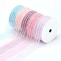 organza wrapping ribbon with print letters 25mm 1for decoration crafts bows floral gift box patry christmas packing cream color