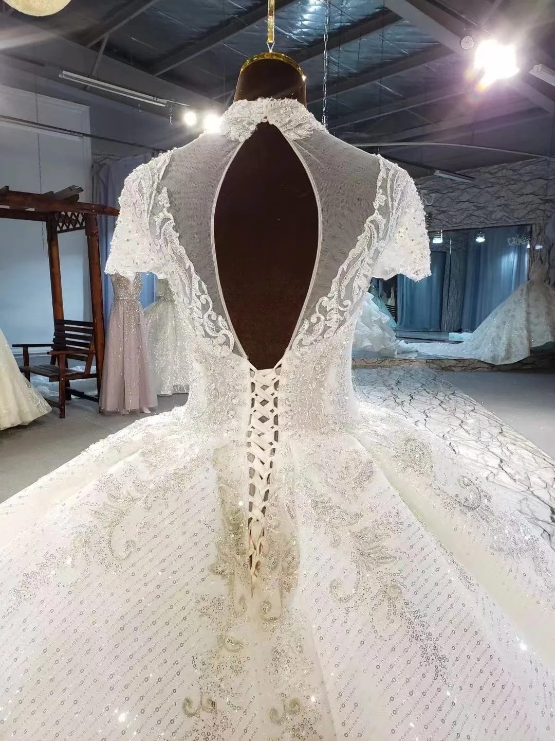 

Robe De Soiree Dubai Design Puffy Wedding Dress 2021 New Arrival Kaftan Islamic Prom Dresses Shiny Girls Bridal Gown