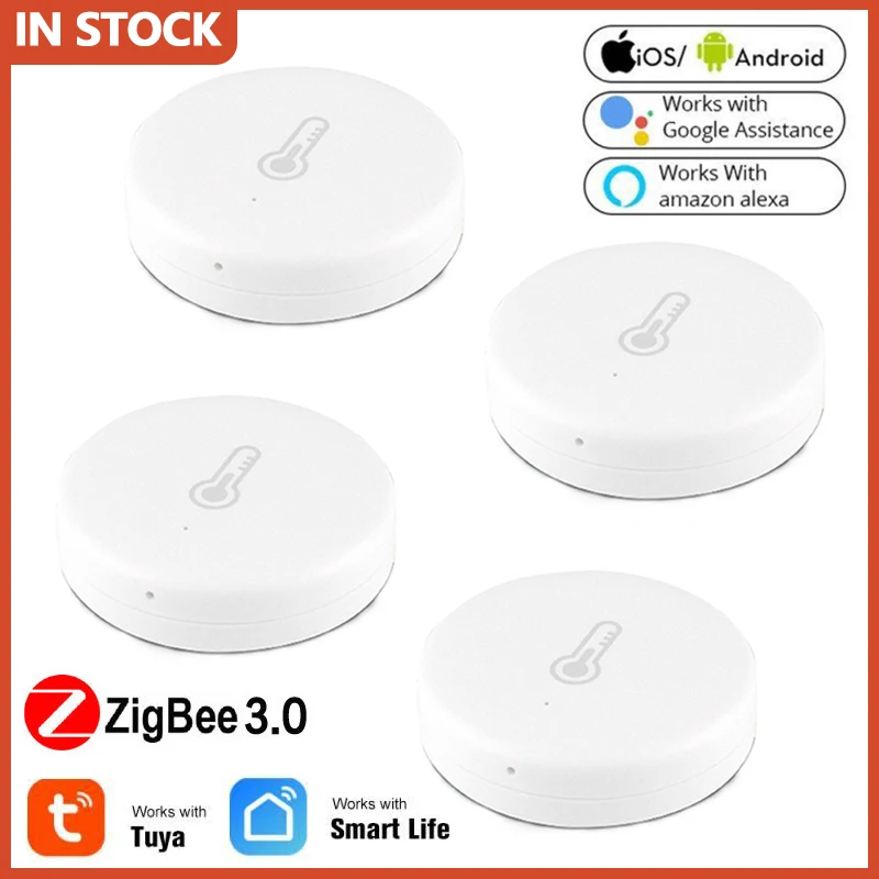

Tuya/SmartLife App ZigBee Smart Temperature And Humidity Sensor Battery Powered Work With Zigbee Hub Via Alexa Google Home 2021