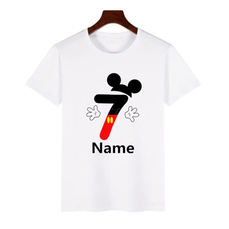 

2021 NEW Boys Girls Birthday Mouse Number 1-10 Bow Print T shirt Kids Long Sleeve T-shirt Baby Cartoon Funny Clothes