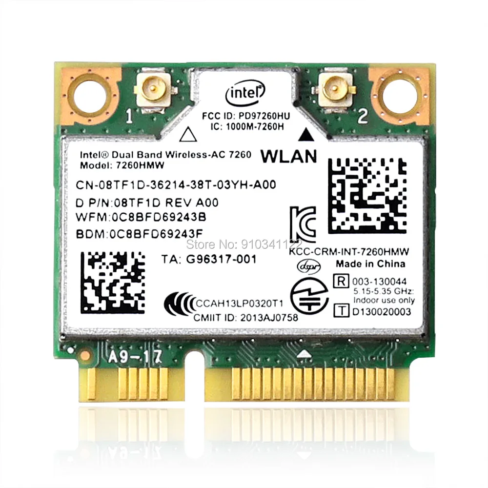 AC7260 Двухдиапазонная Беспроводная-ac 7260 7260HMW + Bluetooth 4 0 867 Мбит/с IEEE 802.11ac PCIe Половина