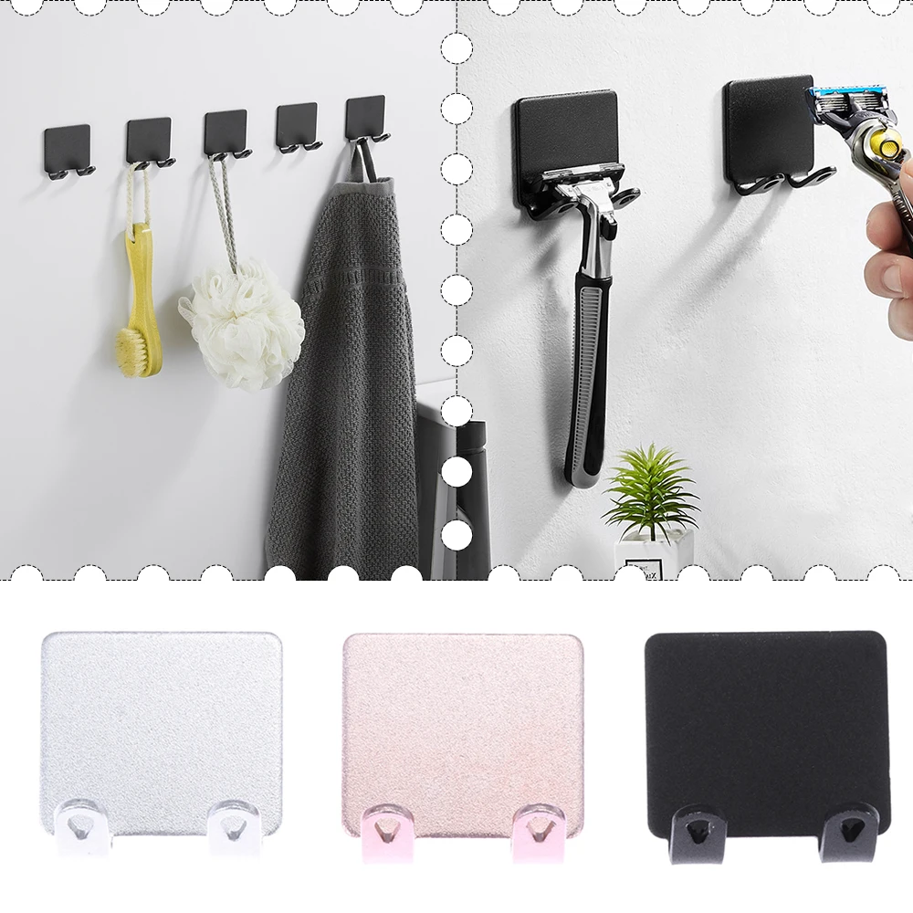 

2Pcs Seamless Wall-mounted Storage Rack Punch Free Razor Holder Shelf Shaver Organizer Hook Bathroom Accessories