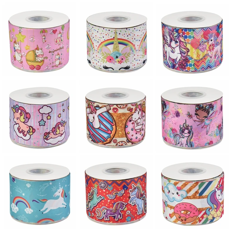

HSDCraft 22MM 25MM 38MM 50MM 75MM Cartoon character ribbon HT Grosgrain Ribbon 10Yards/Roll