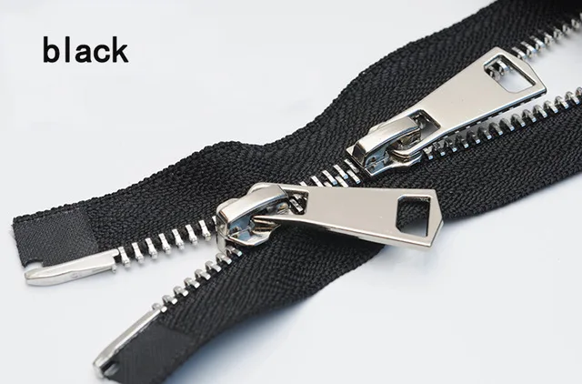 SilverBlack Meetee 120 см 5# двойной слайдер застежки-молнии для шитья открытая металлическая молния Gunblack зубы куртка молния DIY 13 цветов A3-9 - Цвет: SilverBlack