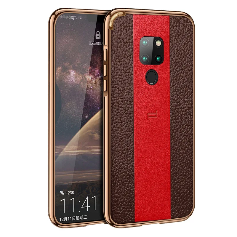 Задняя крышка из воловьей кожи в металлической оправе для Huawei Mate 20 Pro Стильный