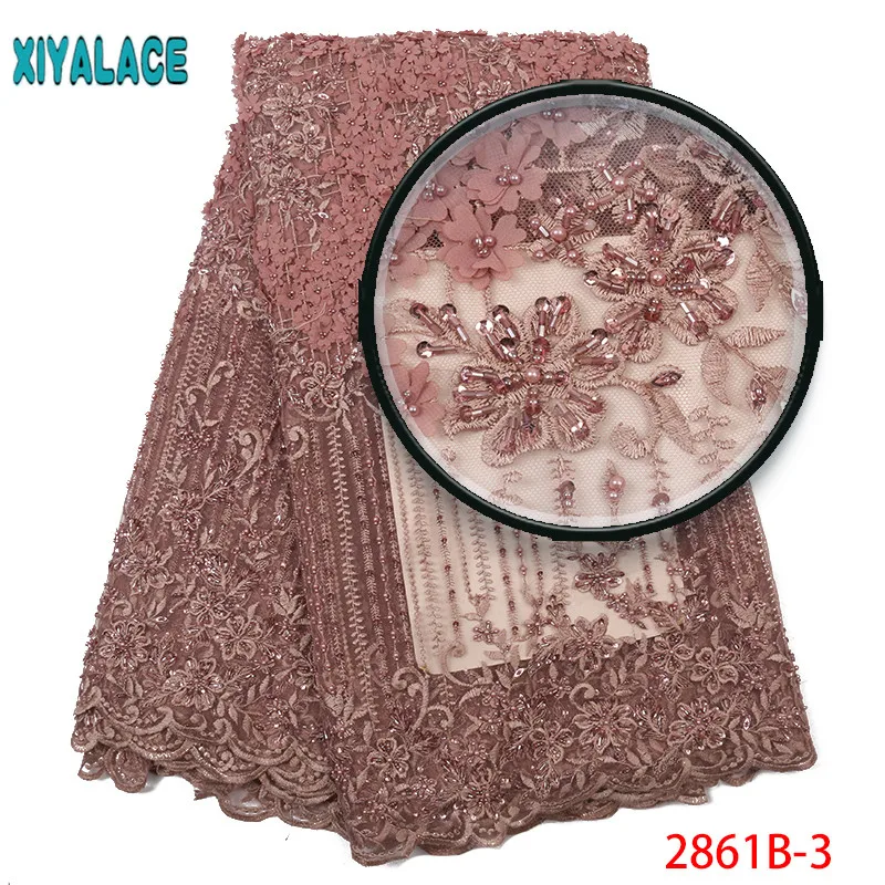Bridal Beads Lace Fabric Latest African Lace Fabric 3d Lace Embroidery French African Wedding Lace Fabric 2861b