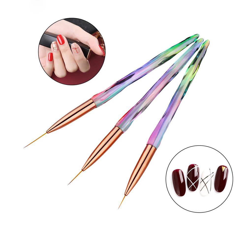 3 шт. 3D градиент нейл арта ручка французский Стиль с украшением в виде кристаллов