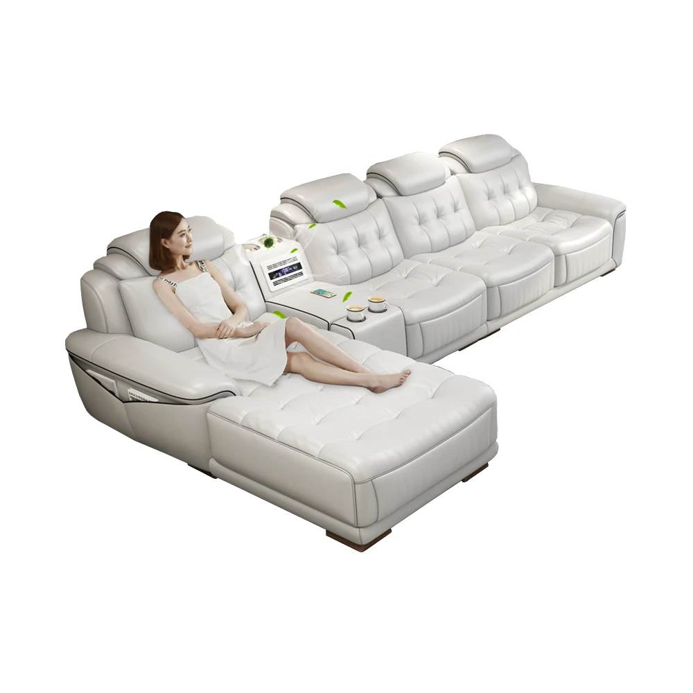 

Комплект диванов из натуральной кожи L-образной формы для гостиной комнаты