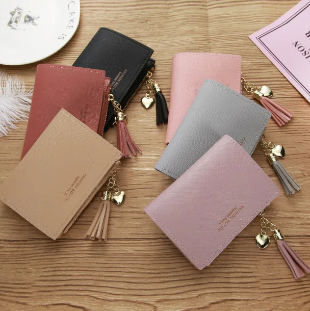 JIULIN 2019 Женский кошелек с кисточками Маленький милый женские короткие кожаные