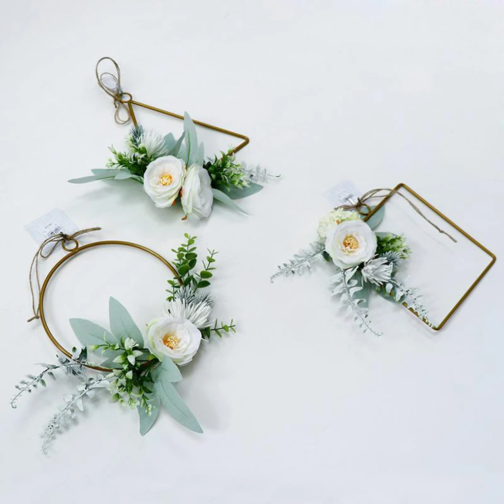 

3 Pieces Metal Geometric Floral Hoops Garland ing Garland