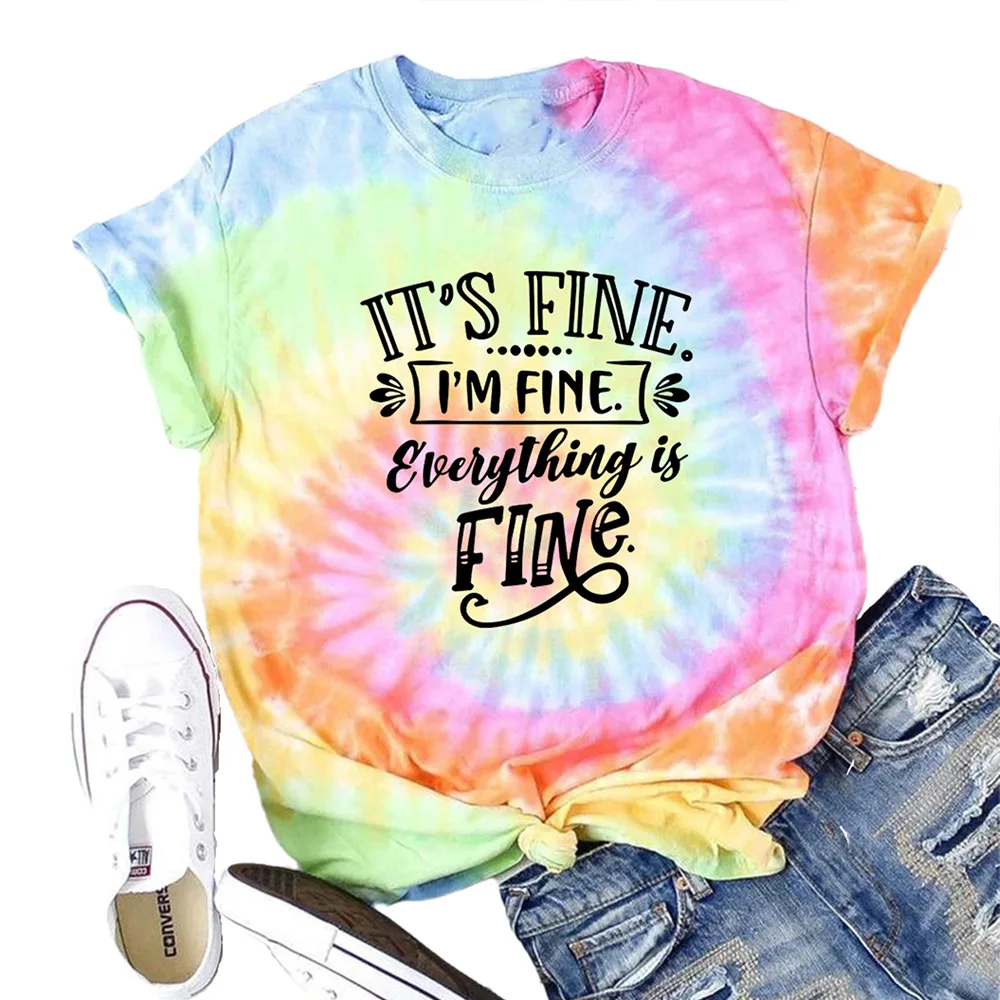 

Carney top I'm fine letter print short sleeve T-shirt