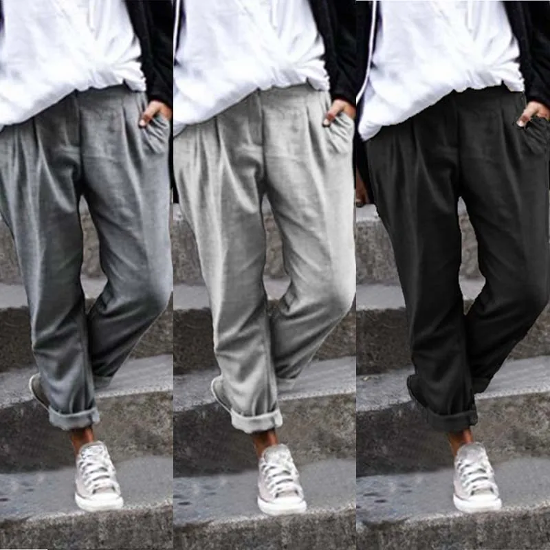 Брюки-султанки ZANZEA Женские однотонные повседневные длинные штаны из хлопка и