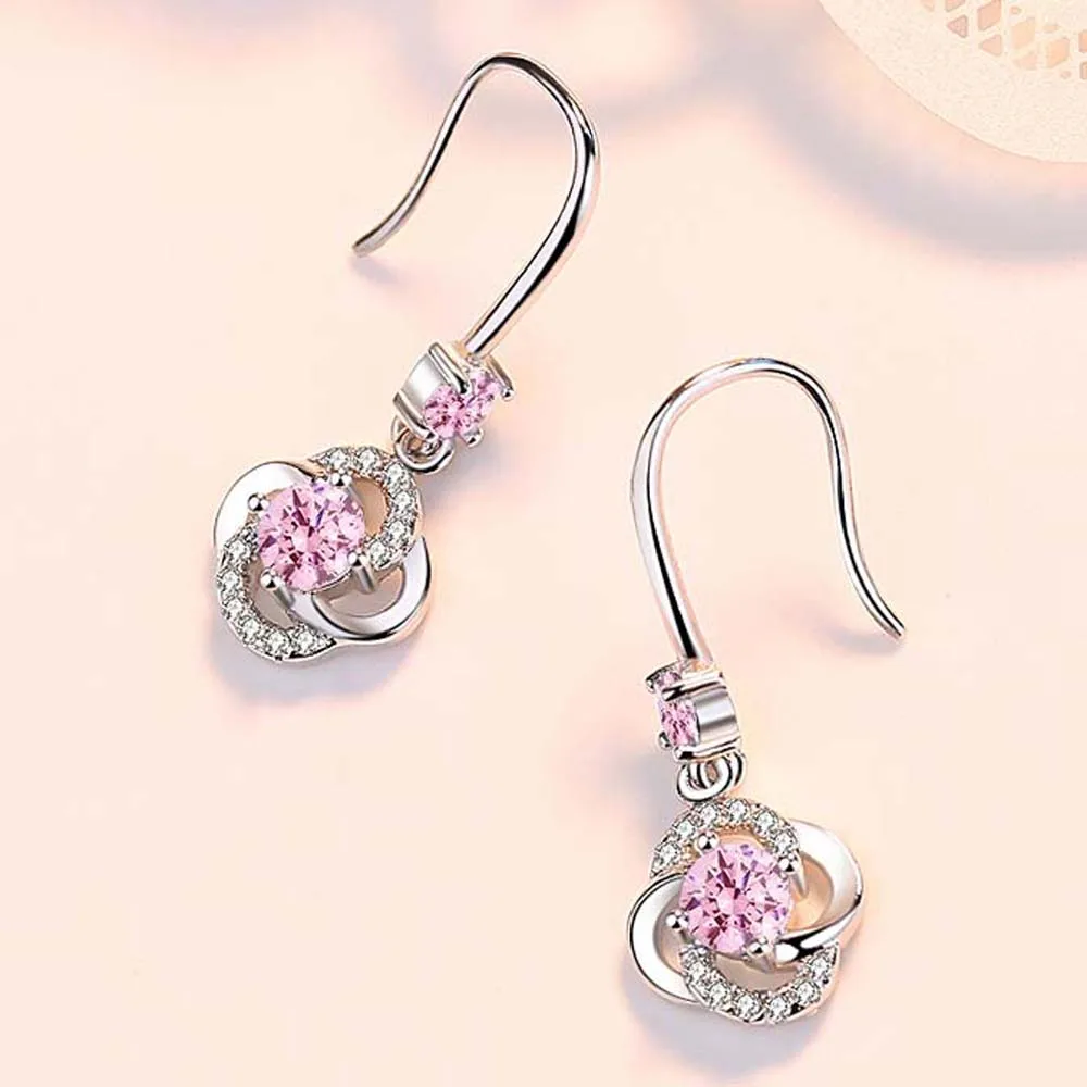 Boho женские Кристальные розовые синие белые Висячие серьги Модный камень циркон