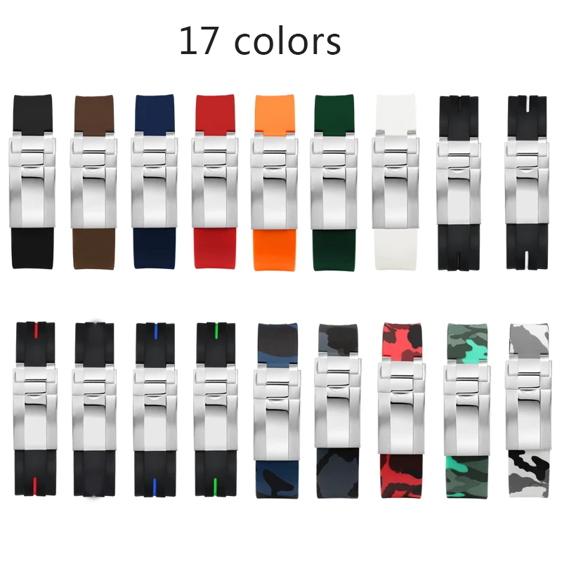 High quality Rubber watch strap 20mm 21mm waterproof silicone wristband camouflage watchband wristwatches band watch bracelet