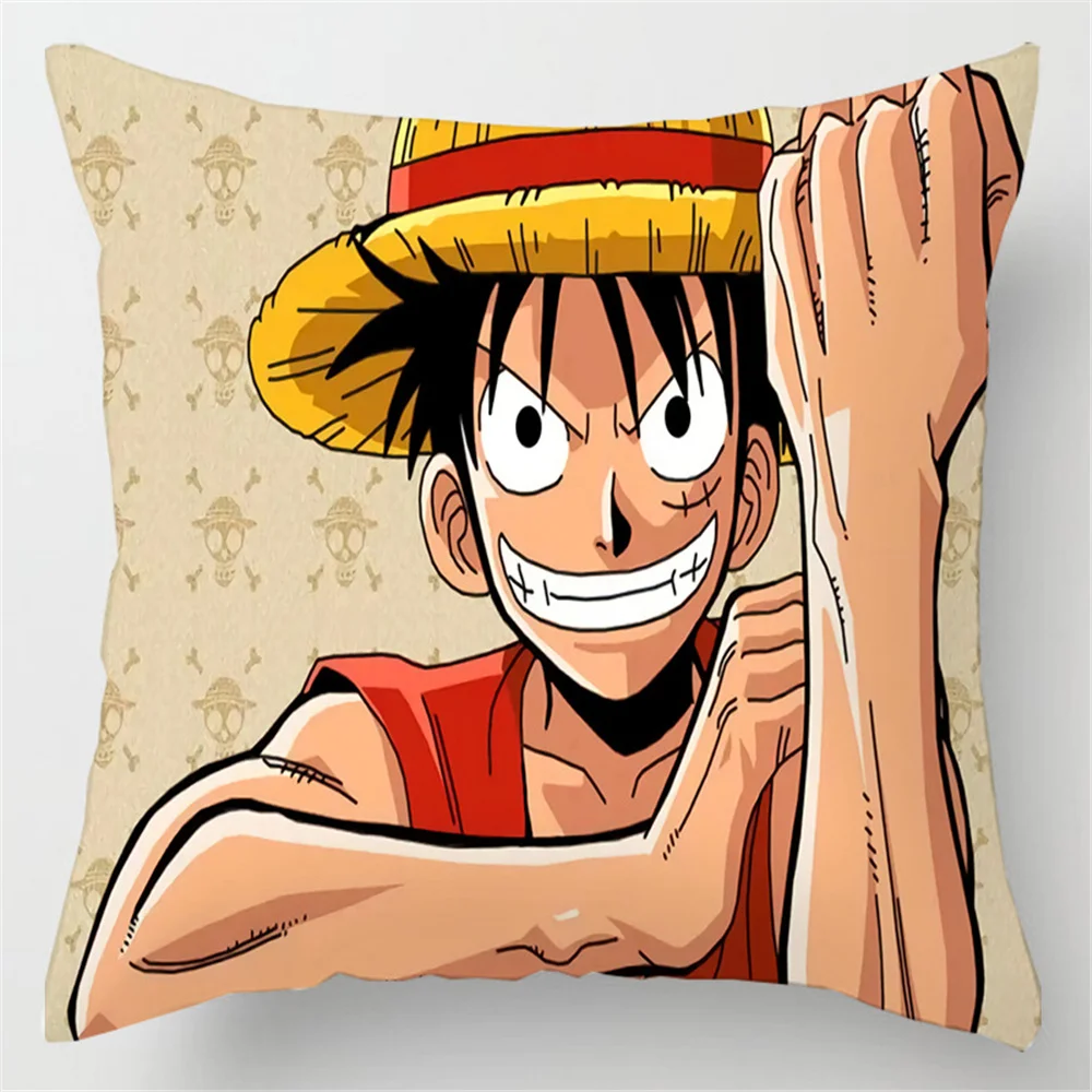 

Luffy Print Cushion Cover Short Plush Pillow Covers 3D Anime Throw Pillow Case Sofa Home Decor Polyester Pillowcase
