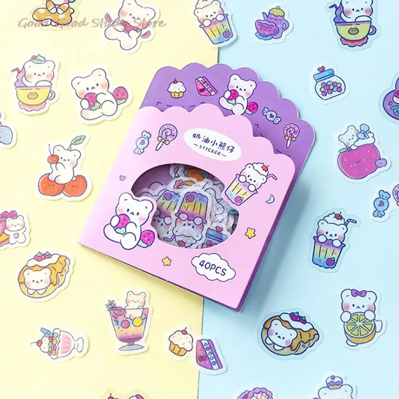

40PCS/1 Box PVC Washi Paper Cute Bear Sticker Scrapbooking Stationery School Supplies Washi Paper Cute Bear Sticker