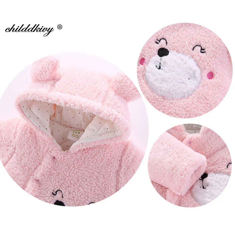 

0-12M Cute Newborn Baby Winter Clothes plus Cotton thicken New born Rompers coat warm Soft Infant boys Girls Outwear clothes
