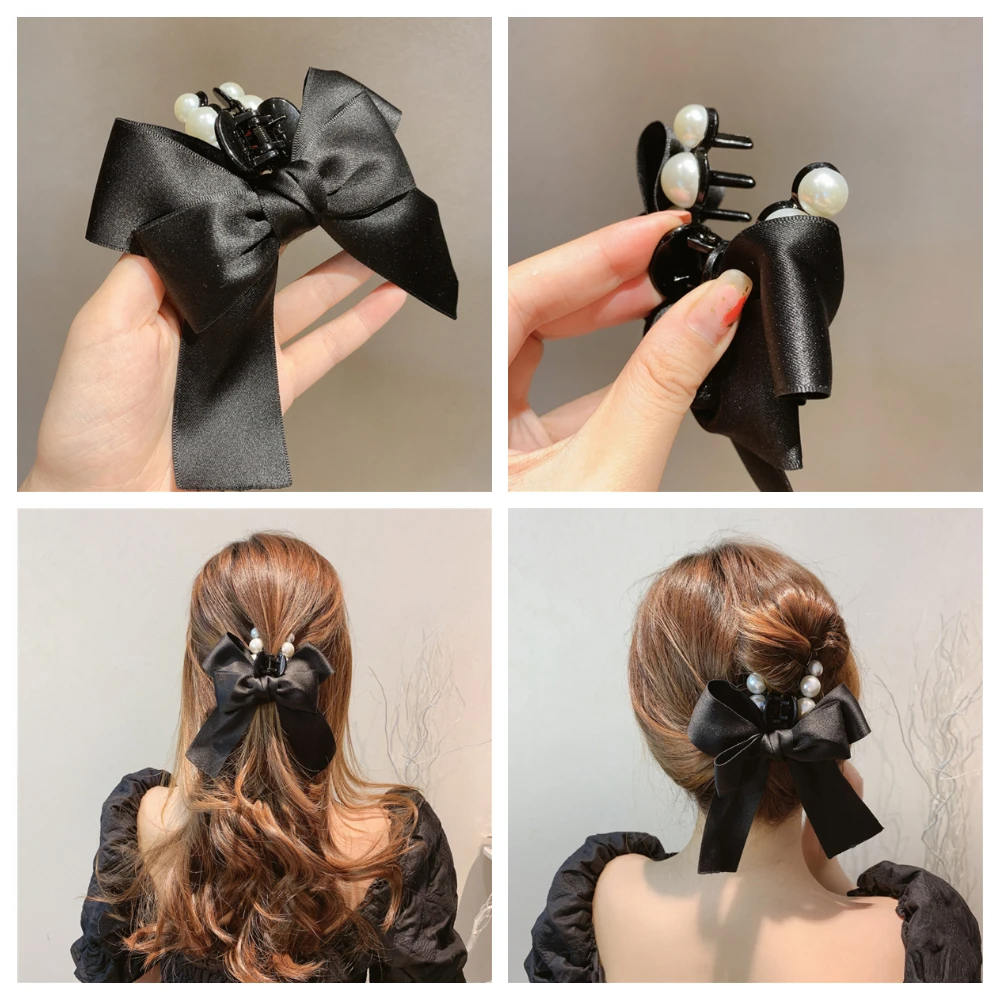 

Заколка для волос с бантом и жемчугом женская шпилька для волос в Корейском стиле простой зажим для волос заколка для волос аксессуары для в...