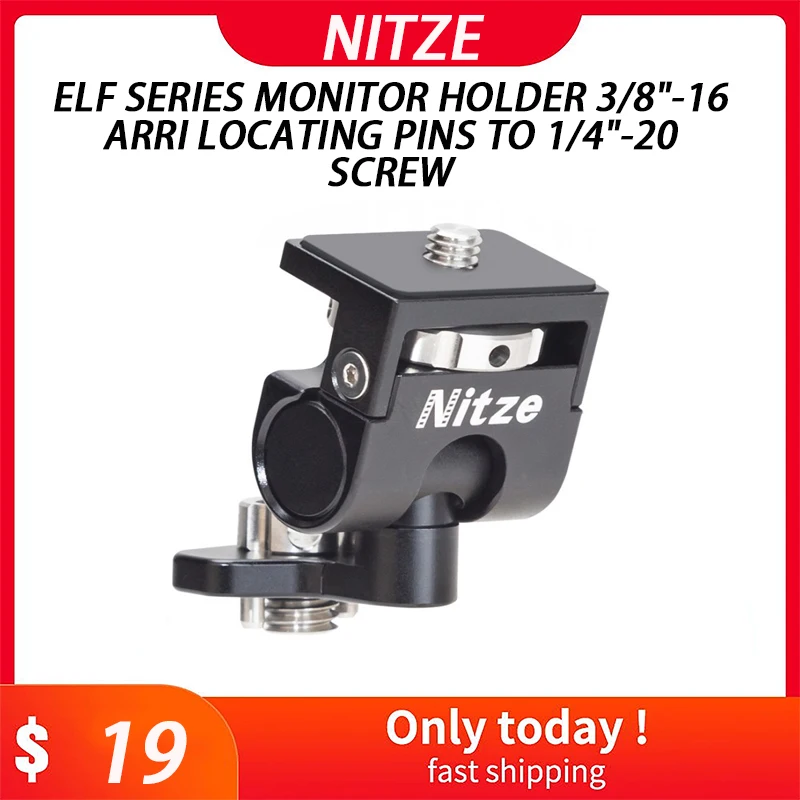 

NITZE ELF SERIES MONITOR HOLDER 3/8"-16 ARRI LOCATING PINS TO 1/4"-20 SCREW - N54-F4