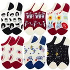 Носки женскиемужские из чистого хлопка, тонкие милые невидимые носки-невидимки с открытым носком, с мультяшным рисунком, летние